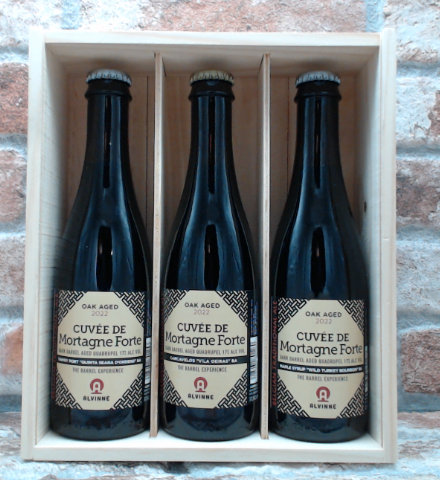 Alvinne Cuveé De Mortagne Forte Barrel Aged 2022 3 flessen incl kistje Quadrupel - 37.5 CL - Gerijptebieren.nl